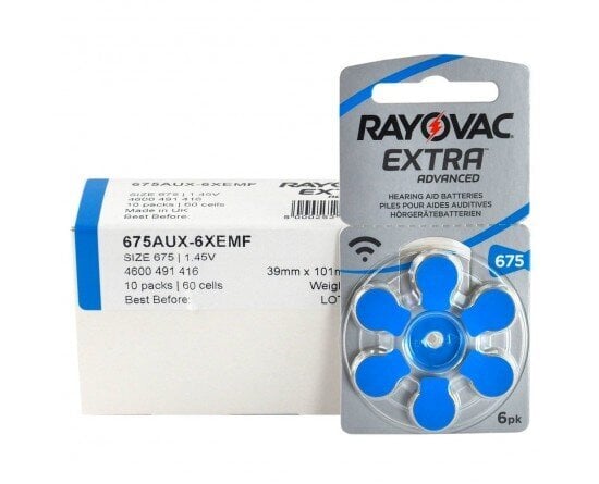 Rayovac Extra Advanced 675 baterijos klausos aparatams, 60 vnt. kaina ir informacija | Elementai | pigu.lt