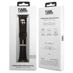 KLAWLOKHK Karl Lagerfeld Karl Head PU Watch Strap for Apple Watch 42/44mm Black цена и информация | Аксессуары для смарт-часов и браслетов | pigu.lt