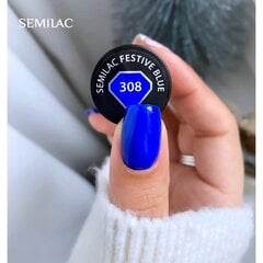 Semilac 308 стойкий гибридный гель лак для ногтей HYBRID Festive Blue, 7 мл. цена и информация | Лаки, укрепители для ногтей | pigu.lt