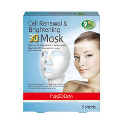 Purederm Регенирирующая 3D маска для лица 3 шт. цена и информация | Маски для лица, патчи для глаз | pigu.lt