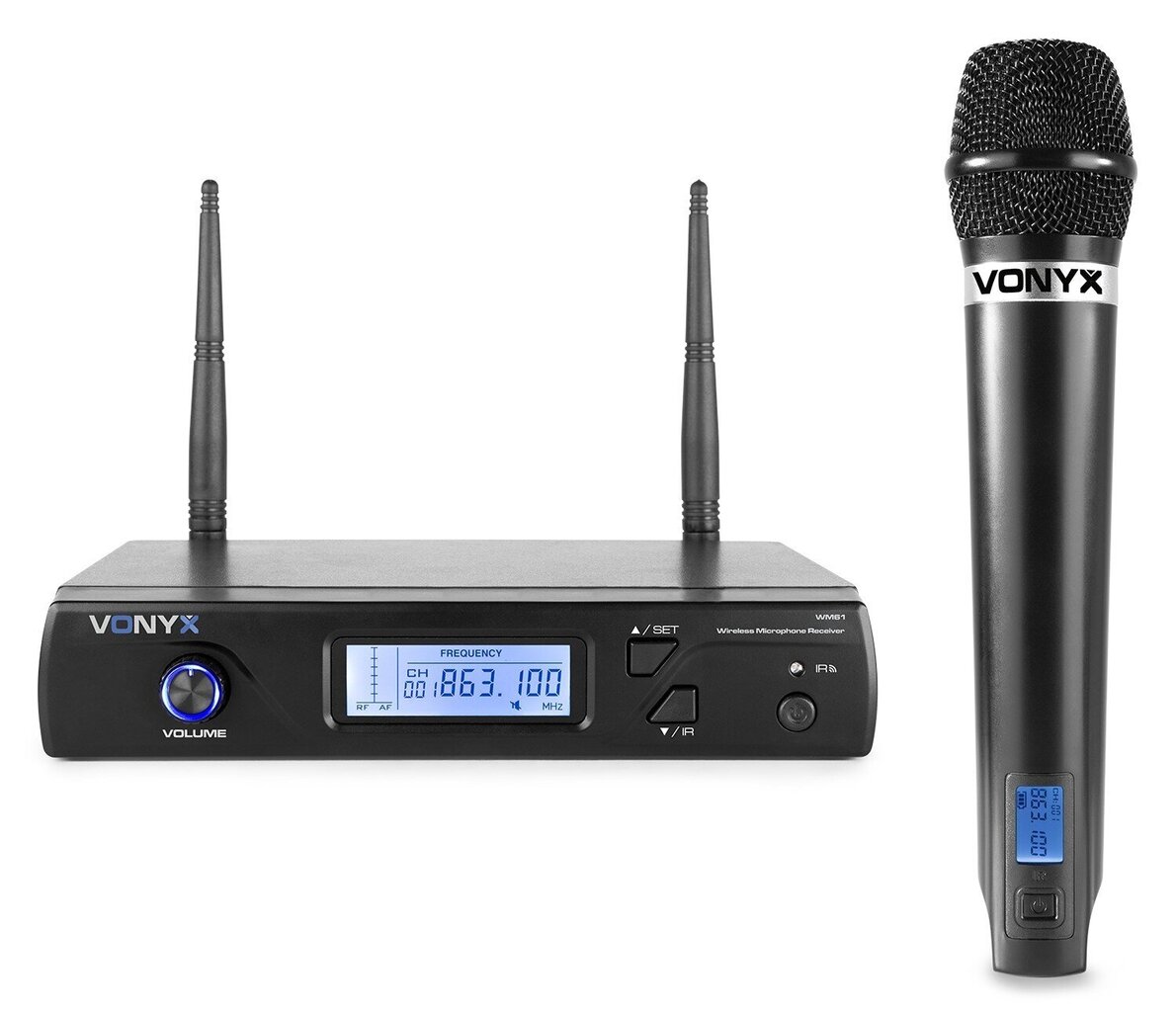 VONYX WM61 bevielis mikrofonas UHF 16-kanalų su 1 rankiniu mikrofonu kaina ir informacija | Mikrofonai | pigu.lt
