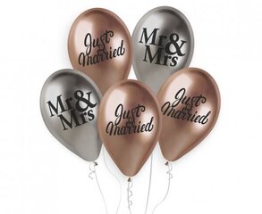 Lateksinis metalizuotas balionas, Just married, 5 vnt. kaina ir informacija | Balionai | pigu.lt