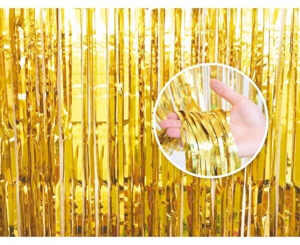 Aukso spalvos girlianda/dekoratyvinė užuolaida, 90x240 cm kaina ir informacija | Dekoracijos šventėms | pigu.lt