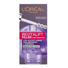 Сыворотка для глаз с 2,5% гиалуроновой кислотой и кофеином L'oreal Paris Revitalift Filler, 20 мл цена и информация | L'Oréal Paris Духи, косметика | pigu.lt