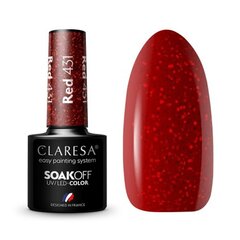 Стойкий гибридный гель лак для ногтей CLARESA RED 431, 5 г цена и информация | Лаки, укрепители для ногтей | pigu.lt