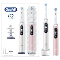 Oral-B iO6 Series Duo Pack White / Pink Sand kaina ir informacija | Elektriniai dantų šepetėliai | pigu.lt