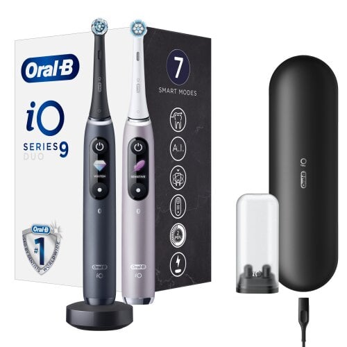 Oral-B iO9 Series Duo Pack Black Onyx/ Rose цена и информация | Elektriniai dantų šepetėliai | pigu.lt