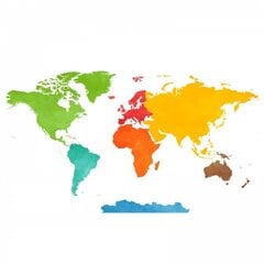 Sienos lipdukas su spalvingu pasaulio žemėlapiu su gyvūnais L kaina ir informacija | Interjero lipdukai | pigu.lt
