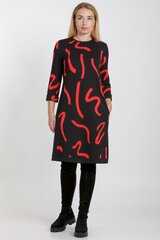 Įprasta suknelė su raudonu geometriniu raštu Z-21500 AF, juoda kaina ir informacija | Suknelės | pigu.lt