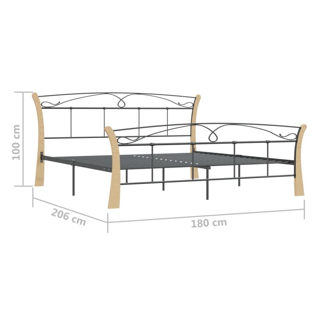 Lovos rėmas vidaXL, juodos spalvos, 180x200cm, metalas kaina ir informacija | Lovos | pigu.lt