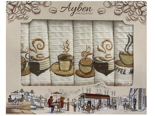 Комплект кухонных полотенец Ayben Coffee, 6шт цена и информация | Кухонные полотенца, рукавицы, фартуки | pigu.lt