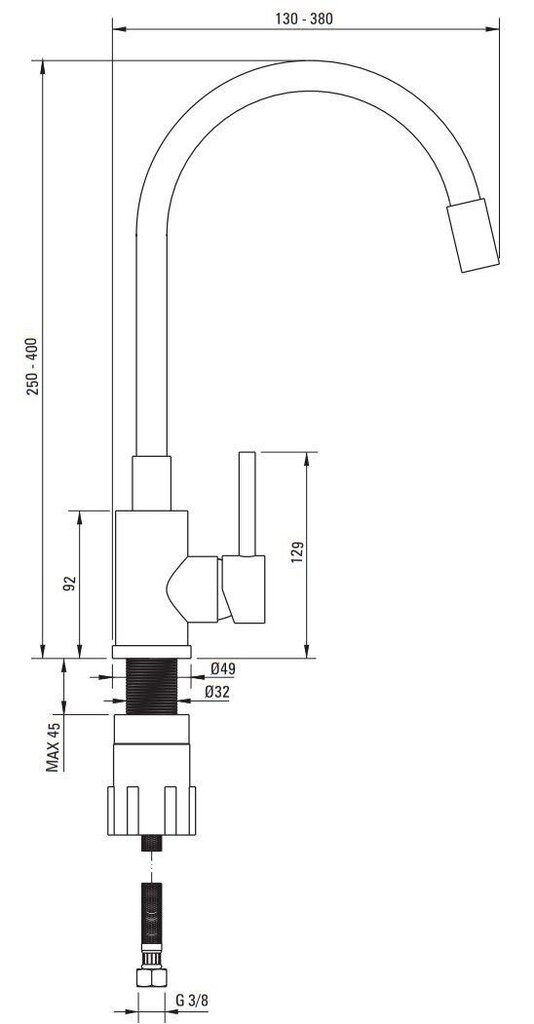 Virtuvinis maišytuvas Deante Luno BOC_W720, White/Steel kaina ir informacija | Virtuvės maišytuvai | pigu.lt