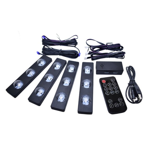 LED apšvietimo komplektas automobilio interjerui RGB, 5V USB kaina | pigu.lt
