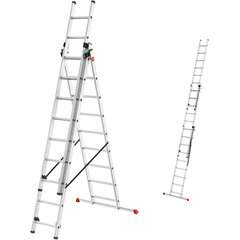 &quot;ProfiStep Combi&quot; kombinuoti laiptai su papildomu pakopų rinkiniu / aliuminis / 3x9 pakopos kaina ir informacija | Buitinės kopėčios, rampos | pigu.lt