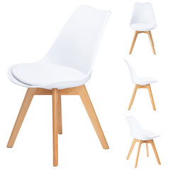 4-ių kėdžių komplektas ModernHome, baltas kaina ir informacija | Virtuvės ir valgomojo kėdės | pigu.lt