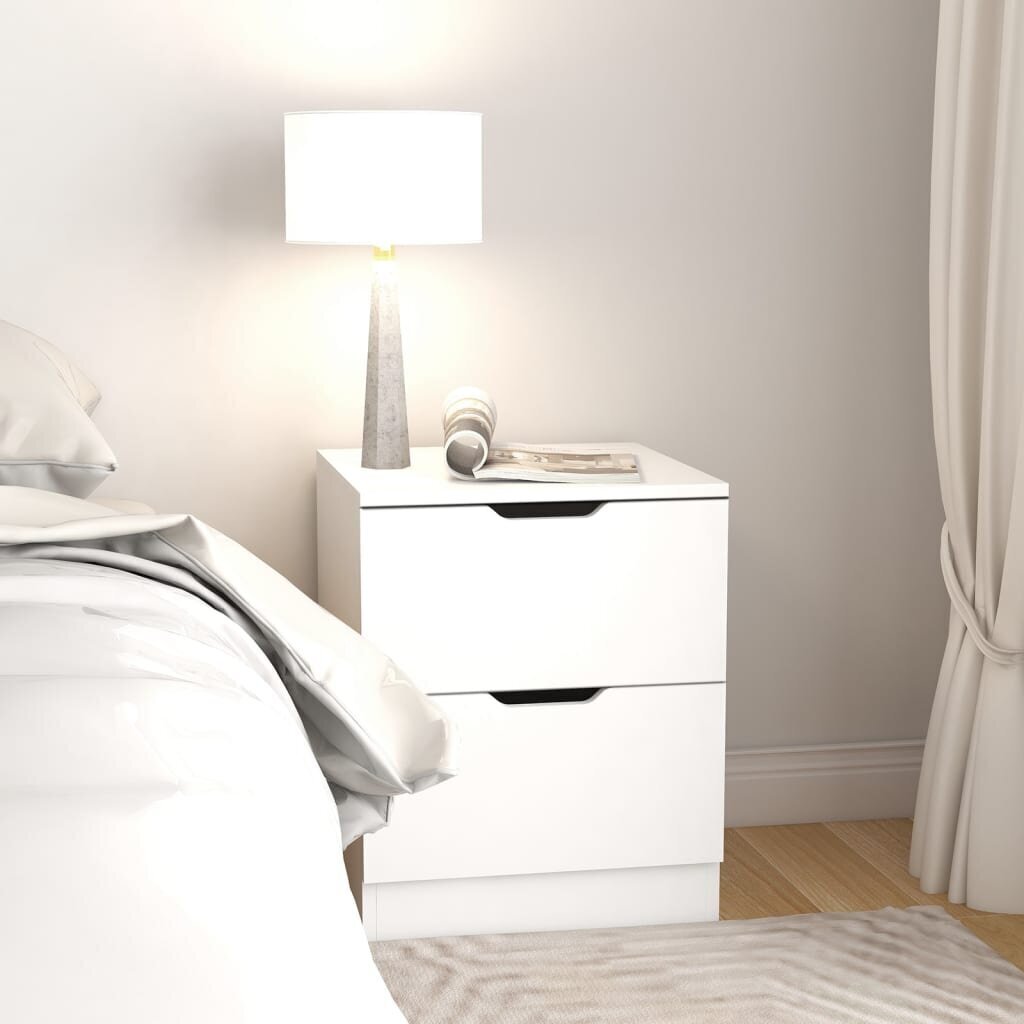 Naktinės spintelės, 2vnt., baltos spalvos, 40x40x50cm, MDP kaina ir informacija | Spintelės prie lovos | pigu.lt
