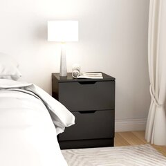 Naktinės spintelės, 2vnt., juodos spalvos, 40x40x50cm, MDP kaina ir informacija | Spintelės prie lovos | pigu.lt