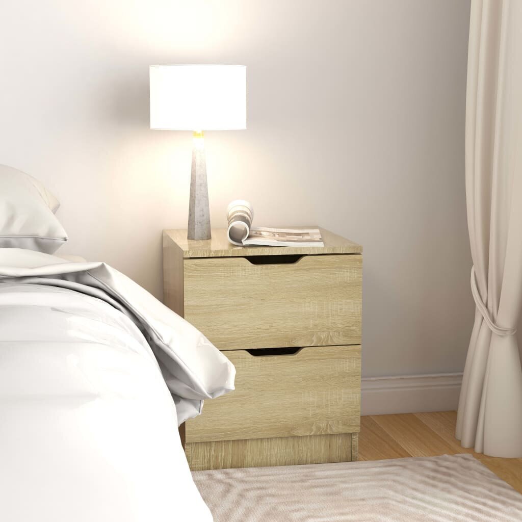 Naktinės spintelės, 2vnt., ąžuolo spalvos, 40x40x50cm, MDP kaina ir informacija | Spintelės prie lovos | pigu.lt