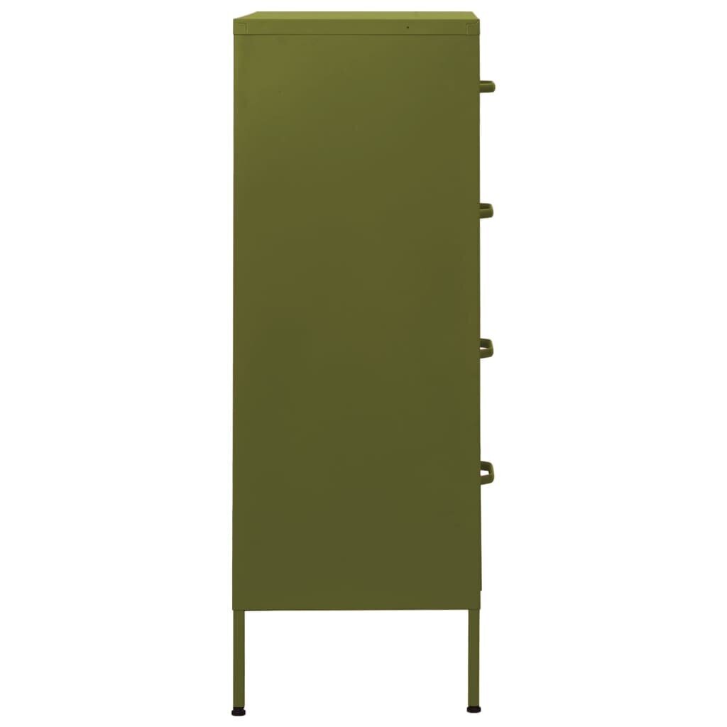 Komoda su stalčiais, alyvuogių žalia, 80x35x101,5cm, plienas kaina ir informacija | Komodos | pigu.lt
