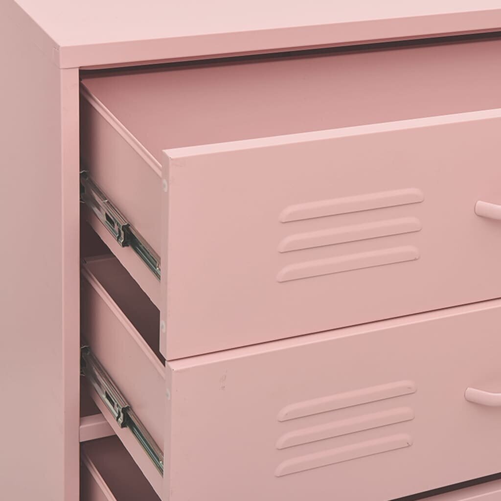 Komoda su stalčiais, rožinės spalvos, 80x35x101,5cm, plienas kaina ir informacija | Komodos | pigu.lt
