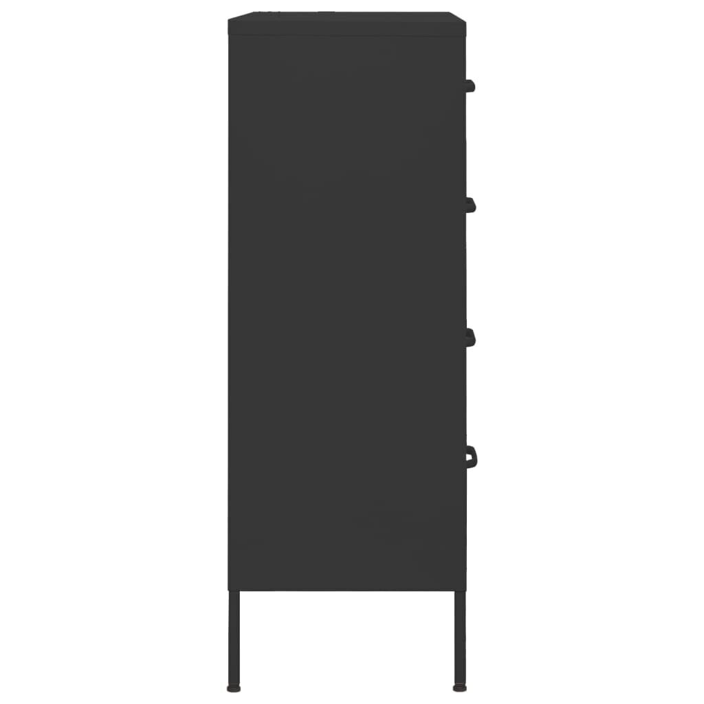 Komoda su stalčiais, juodos spalvos, 80x35x101,5cm, plienas kaina ir informacija | Komodos | pigu.lt