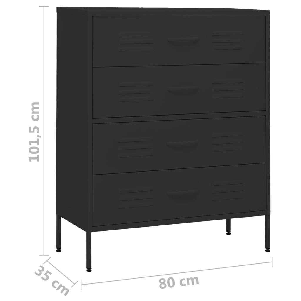 Komoda su stalčiais, juodos spalvos, 80x35x101,5cm, plienas цена и информация | Komodos | pigu.lt