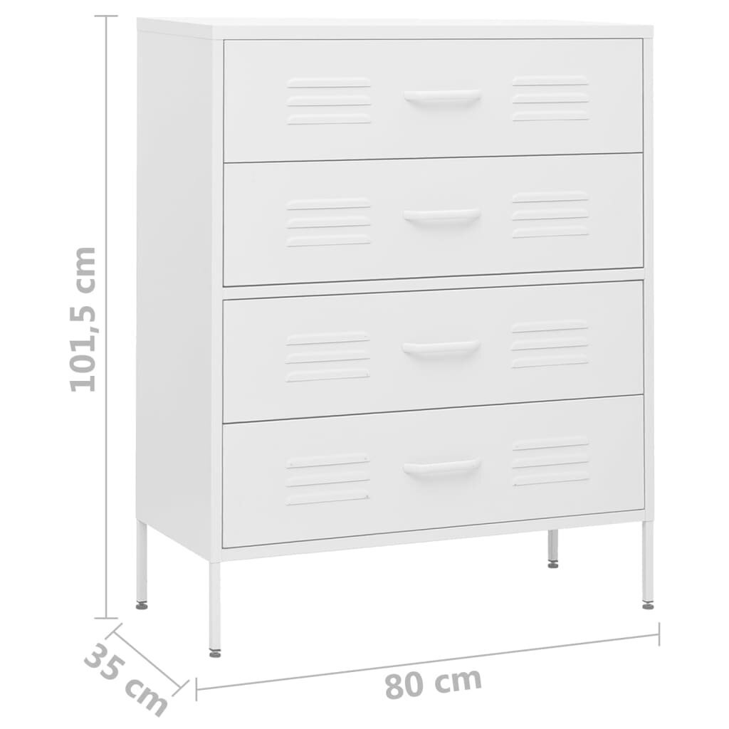 Komoda, balta, 80x35x101,5cm, plienas kaina ir informacija | Komodos | pigu.lt