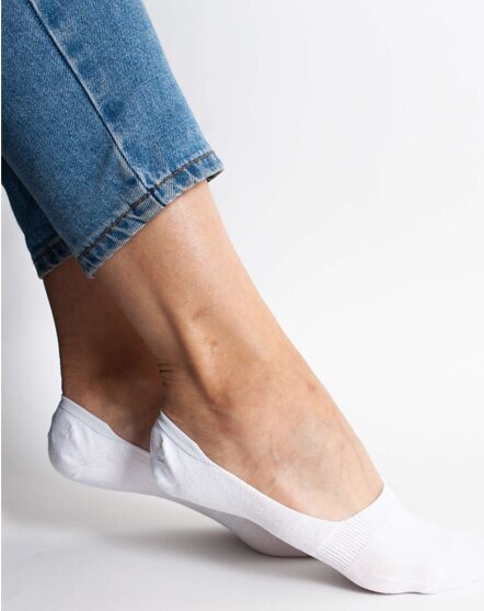 Moteriškos kojinės su neslystančiu silikoniniu kulnu, baltos 10 porų kaina ir informacija | Moteriškos kojinės | pigu.lt