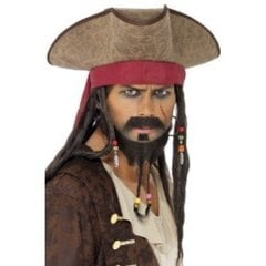 Pirato skrybėlė su plaukais, ruda kaina ir informacija | Karnavaliniai kostiumai | pigu.lt