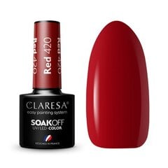 Стойкий гибридный гель лак для ногтей CLARESA RED 420, 5 г цена и информация | Лаки, укрепители для ногтей | pigu.lt