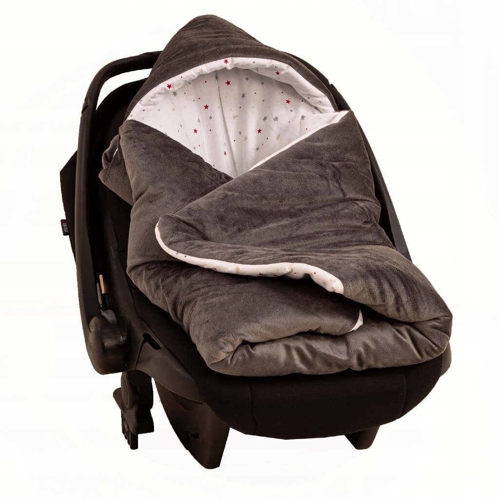 Kūdikio vokelis antklodė vežimėliui ir automobilio kėdutei, pilkas kaina ir informacija | Vežimėlių priedai | pigu.lt