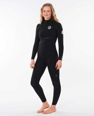 Moteriškas hidrokostiumas Rip Curl E bomb 4/3 zip free, juodas цена и информация | Гидрокостюмы | pigu.lt