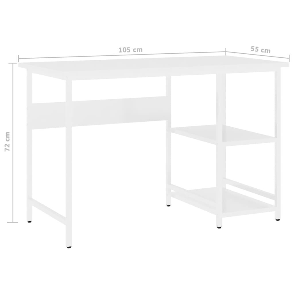 Kompiuterio stalas, baltos spalvos, 105x55x72cm, MDF ir metalas kaina ir informacija | Kompiuteriniai, rašomieji stalai | pigu.lt