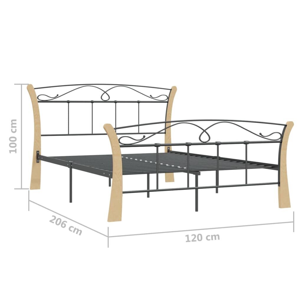 Lovos rėmas vidaXL, juodos spalvos, 120x200cm, metalas kaina ir informacija | Lovos | pigu.lt