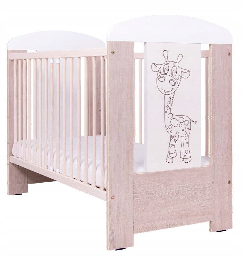 Kūdikio lovytė Drewex Giraffe, 60x120 cm, ruda/balta kaina ir informacija | Kūdikių lovytės | pigu.lt