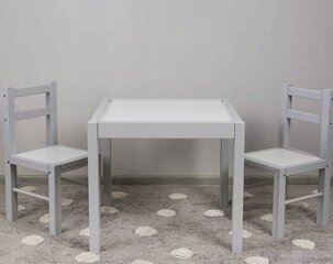 Vaikiškas staliukas su kėdutėmis Drewex, baltas/pilkas kaina ir informacija | Vaikiškos kėdutės ir staliukai | pigu.lt