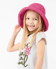 Розовая соломенная шляпка для девочек «Gulliver», 52*54 cm цена и информация | Шапки, перчатки, шарфы для девочек | pigu.lt