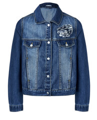 Голубая джинсовая куртка с декоративным цветком для девочек «Gulliver» цена и информация | Свитеры, жилетки, пиджаки для девочек | pigu.lt