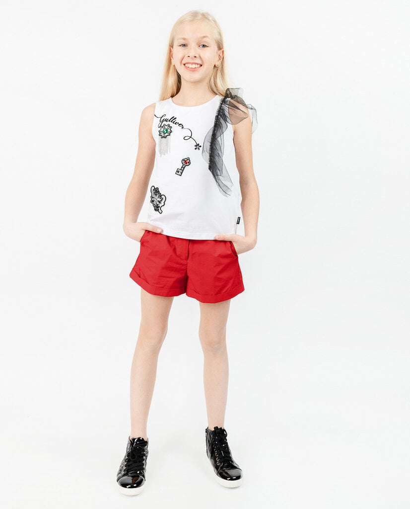 Marškinėliai su asimetriškomis klostėmis mergaitėms Gulliver kaina ir informacija | Marškinėliai mergaitėms | pigu.lt