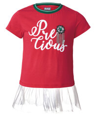 Gulliver marškinėliai su klosčių bangomis mergaitėms, raudoni kaina ir informacija | Marškinėliai mergaitėms | pigu.lt