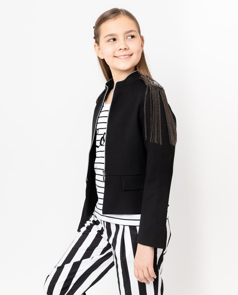 Gulliver tekstilės švarkas mergaitėms, juodas kaina ir informacija | Megztiniai, bluzonai, švarkai mergaitėms | pigu.lt