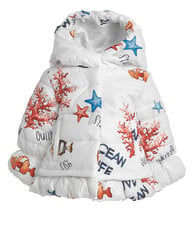 Baltas paltas mergaitėms su ornamentu „Vandenyno gyventojai“ Gulliver 92 cm kaina ir informacija | Striukės, paltai mergaitėms | pigu.lt