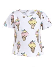 Белая футболка с орнаментом Мороженое для девочек Gulliver цена и информация | Футболка для девочек | pigu.lt