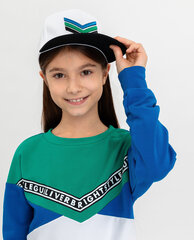 Белая бейсболка с зеленым козырьком для девочек Gulliver, 54*56 cm цена и информация | Шапки, перчатки, шарфы для девочек | pigu.lt
