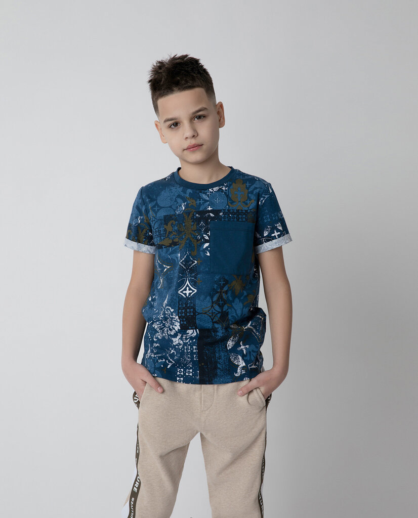 Gulliver marškinėliai su spaudiniu berniukams, mėlyni kaina ir informacija | Marškinėliai berniukams | pigu.lt