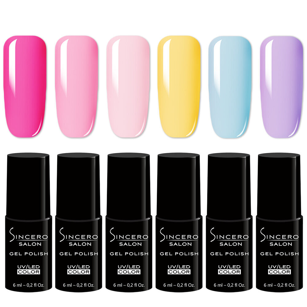 Gelinio nagų lako rinkinys "Sincero Salon" CANDY RUSH, 6 pcs x 6 ml цена и информация | Nagų lakai, stiprintojai | pigu.lt