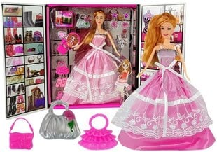Lėlė 28 cm su rožine išleistuvių suknele ir daug priedų kaina ir informacija | Žaislai mergaitėms | pigu.lt