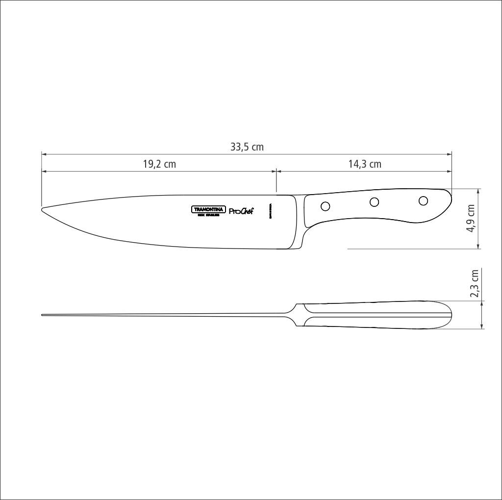 Tramontina Prochef virtuvinis šefo peilis 8" kaina ir informacija | Peiliai ir jų priedai | pigu.lt