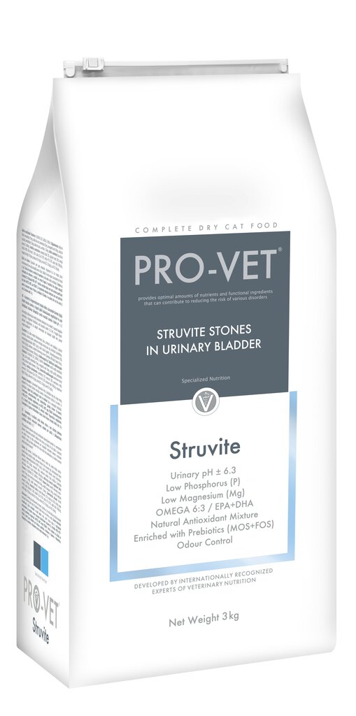 Struvite 3kg Pro-Vet Katėms veterinarinis dietinis pašaras specialios paskirties цена и информация | Sausas maistas katėms | pigu.lt