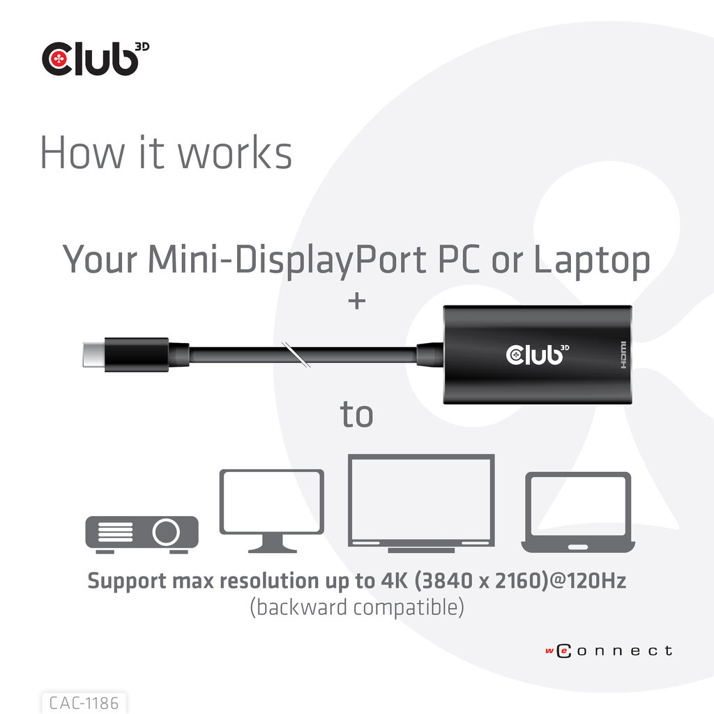 Club 3D CAC-1186 kaina ir informacija | Adapteriai, USB šakotuvai | pigu.lt